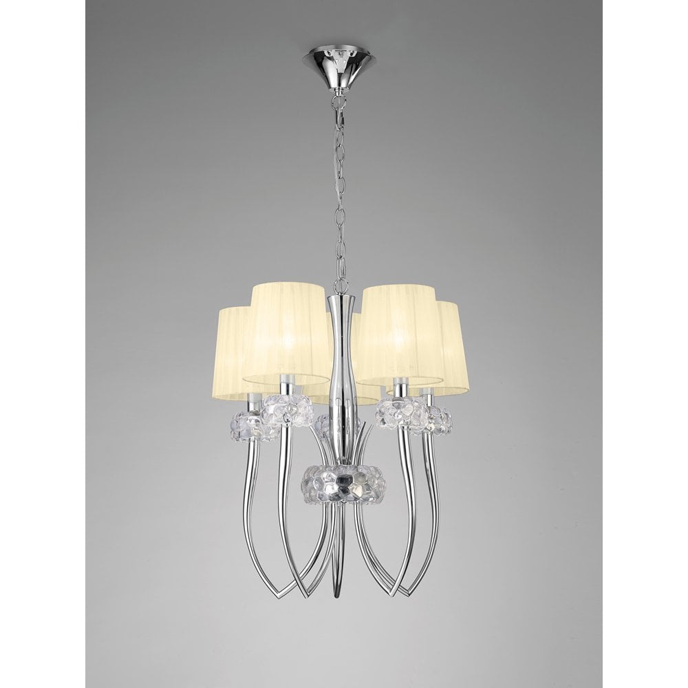 M4632 Loewe Slim Pendant 5 Light E14, Polished Chrome With Cream Shades