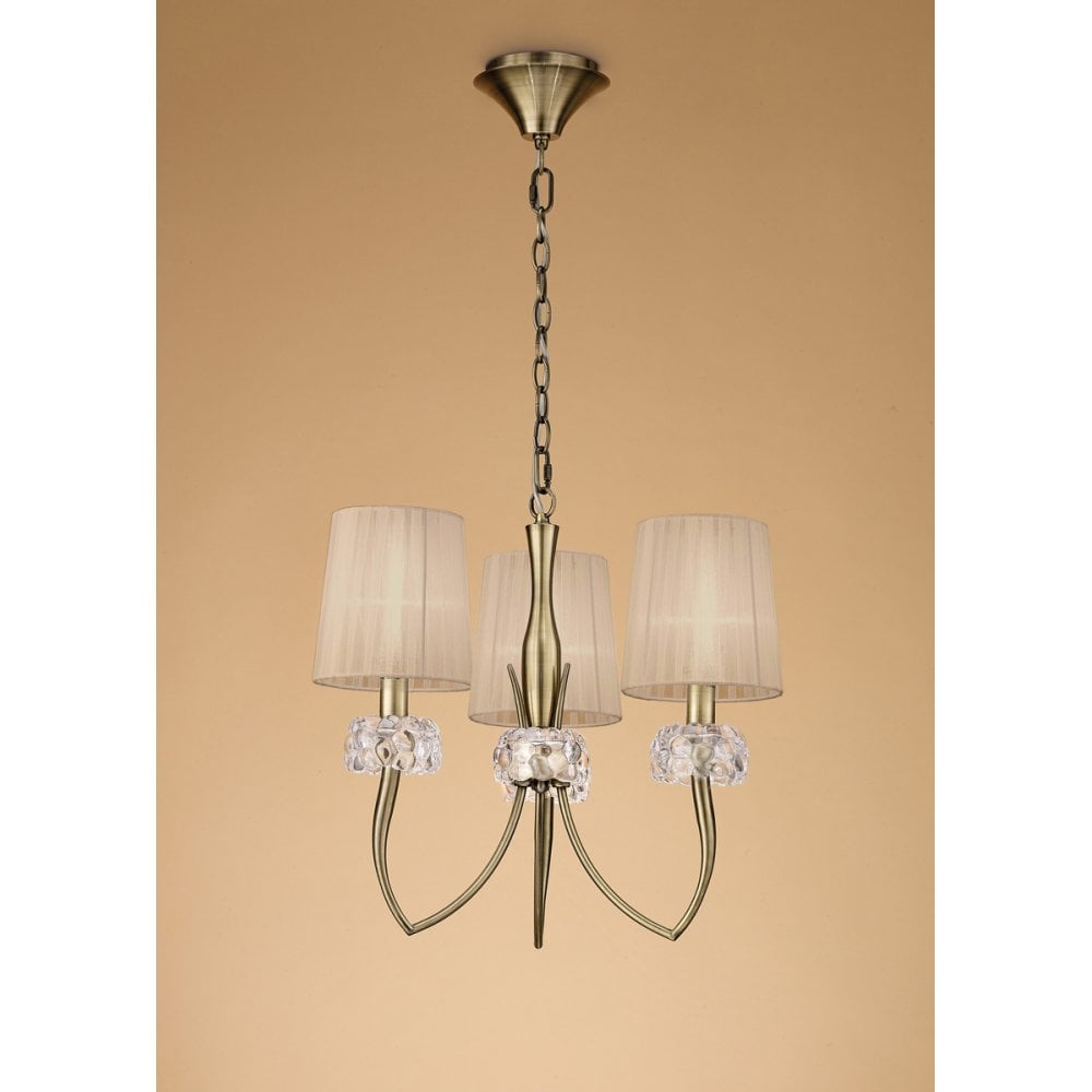 Loewe Pendant 3 Light E14, Antique Brass With Soft Bronze Shades