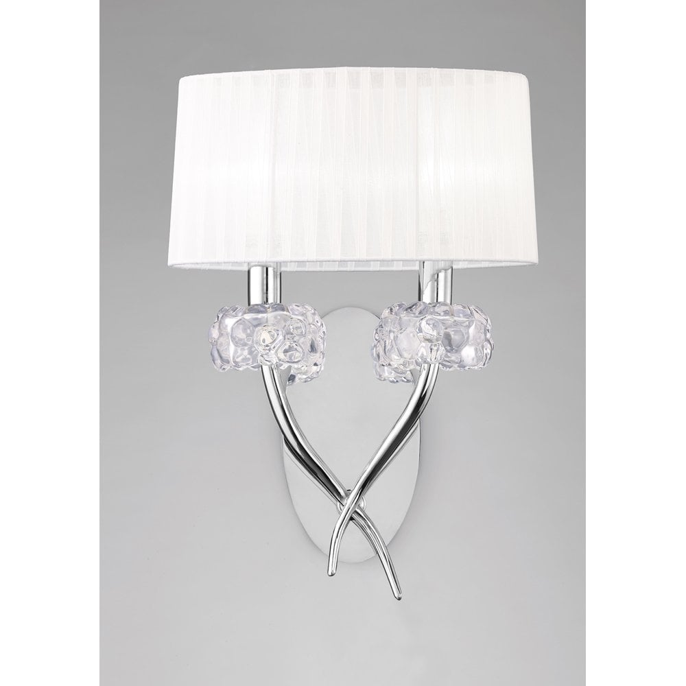 Loewe Wall Lamp 2 Light E14, Polished Chrome With White Shade