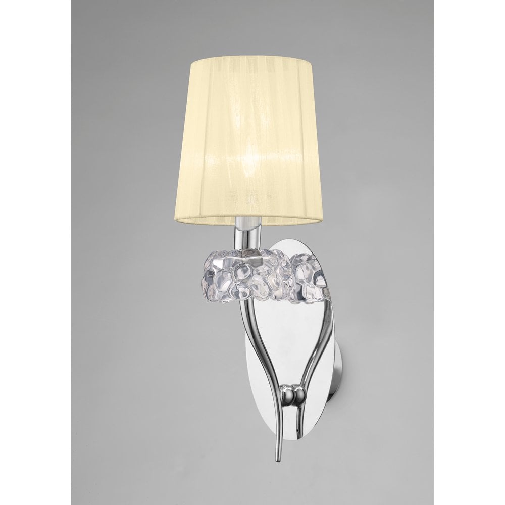 M4634AB/S Loewe Wall Lamp Switched 2 Light E14, Antique Brass With Cream Shade