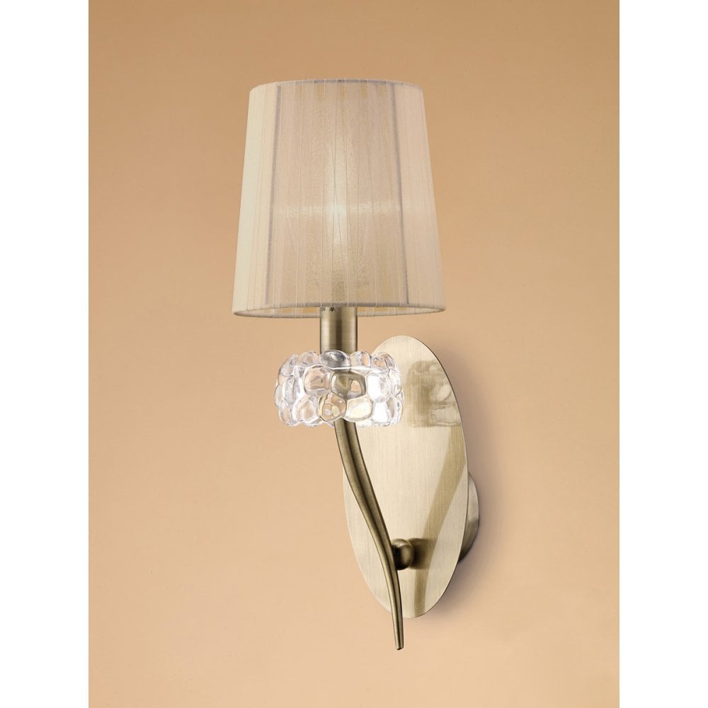 Loewe Wall Lamp Switched 1 Light E14, Antique Brass With Soft Bronze Shade