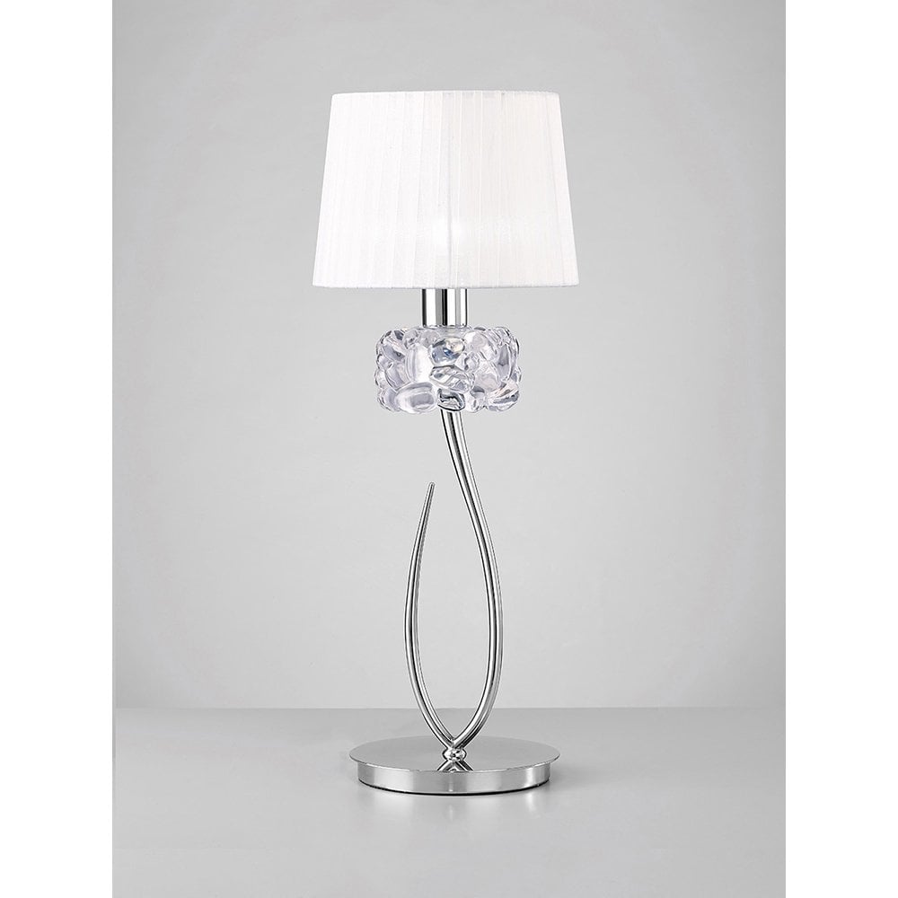 Loewe Table Lamp 1 Light E27 Big, Polished Chrome With White Shade