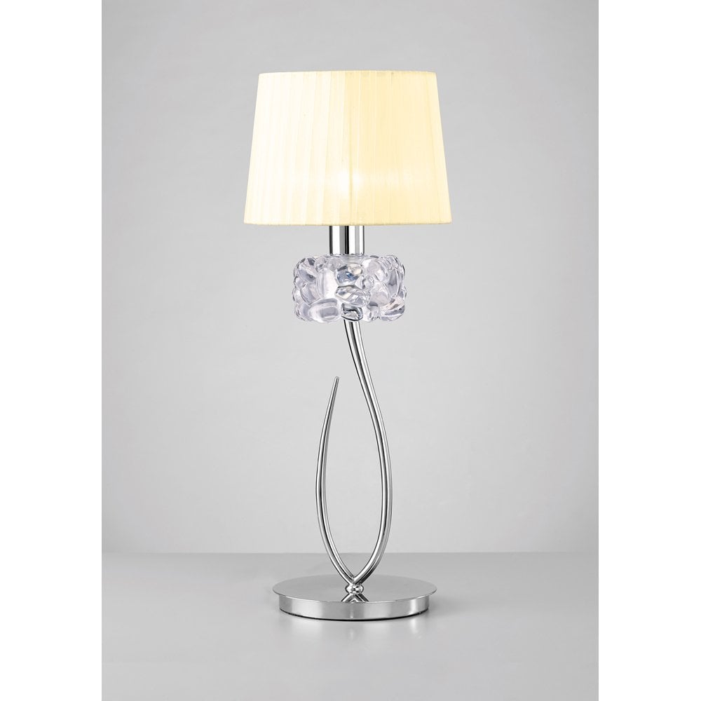 M4636 Loewe Table Lamp 1 Light E27 Big, Polished Chrome With Cream Shade