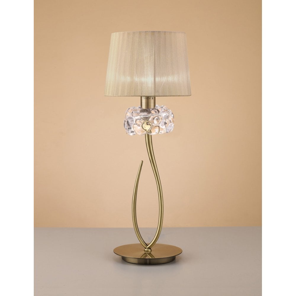 Loewe Table Lamp 1 Light E27 Big, Antique Brass With Soft Bronze Shade