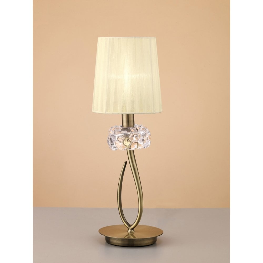 Loewe Table Lamp 1 Light E14 Small, Antique Brass With Cream Shade