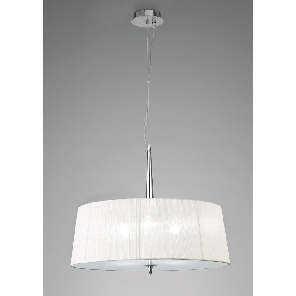 Loewe Single Pendant 3 Light E14, Polished Chrome With White Shade