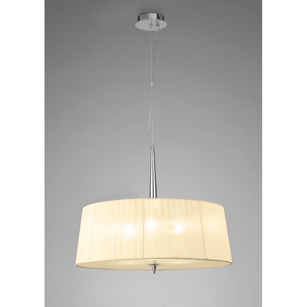 M4639 Loewe Single Pendant 3 Light E14, Polished Chrome With Cream Shade