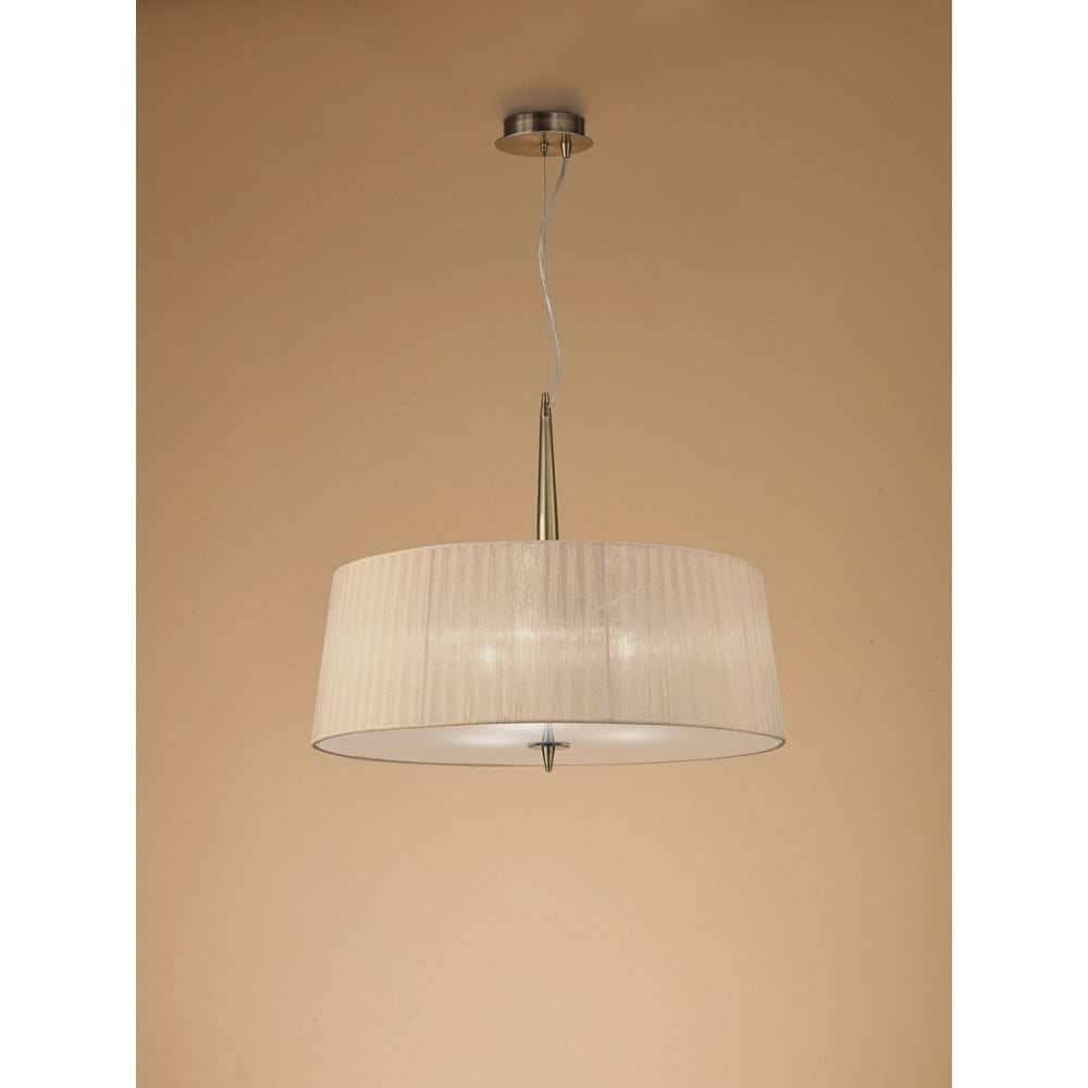 Loewe Single Pendant 3 Light E14, Antique Brass With Soft Bronze Shade