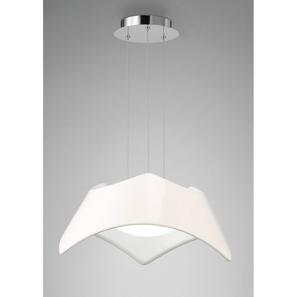 Maui Pendant 5W+19W LED 3000K, 2520lm, Gloss White/Polished Chrome, 3yrs Warranty