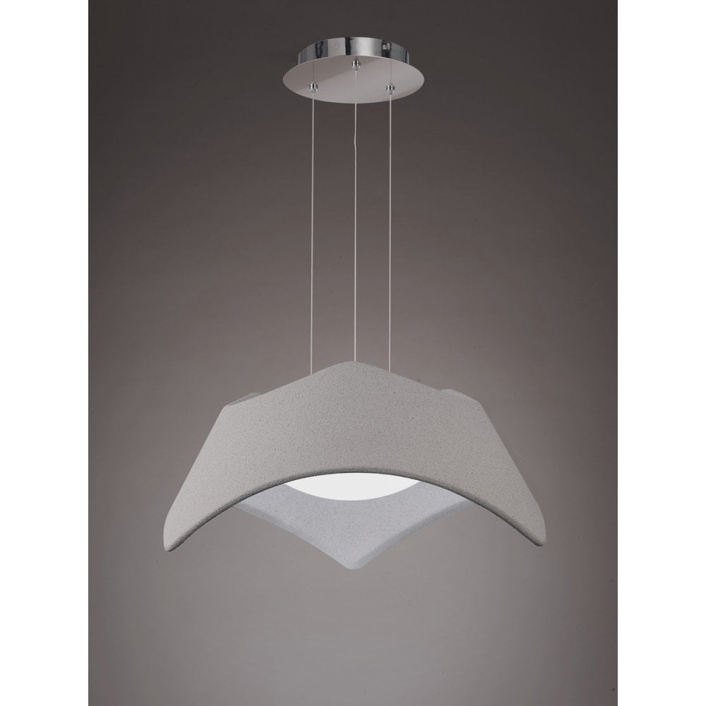 Maui Pendant 3 Light E27, Cement Effect/Polished Chrome