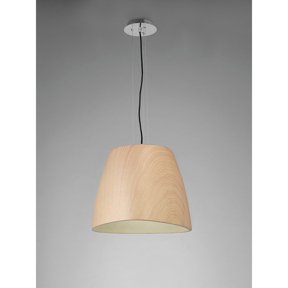 Triangle Pendant Large 1 Light E27, Beech/Polished Chrome