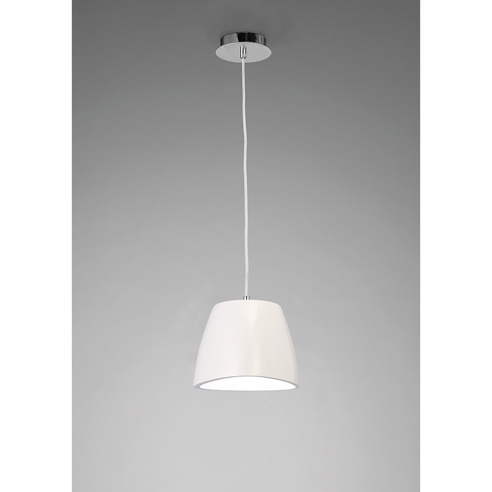 Triangle Pendant Small 1 Light E27, Gloss White/Polished Chrome