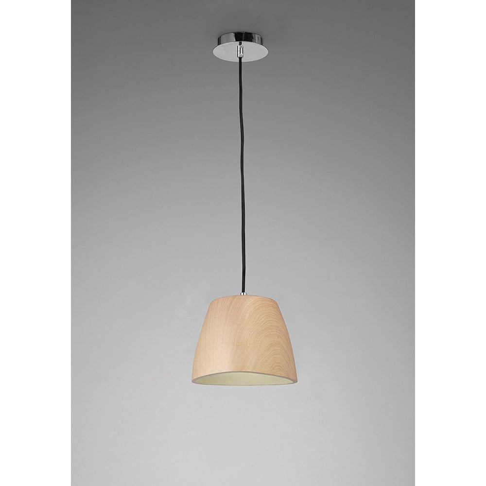 Triangle Pendant Small 1 Light E27, Beech/Polished Chrome