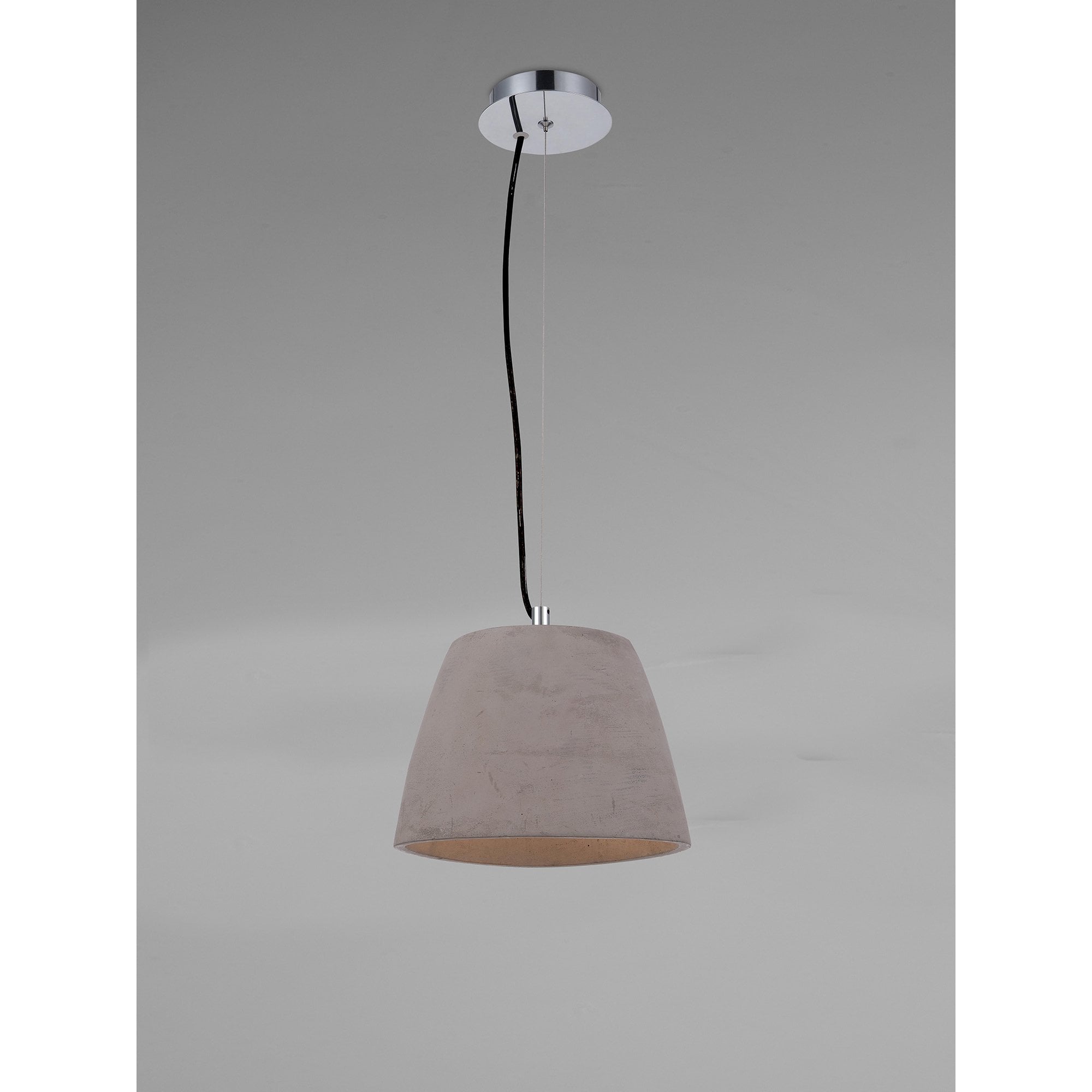 Triangle Pendant Small 1 Light E27, Cement/Polished Chrome