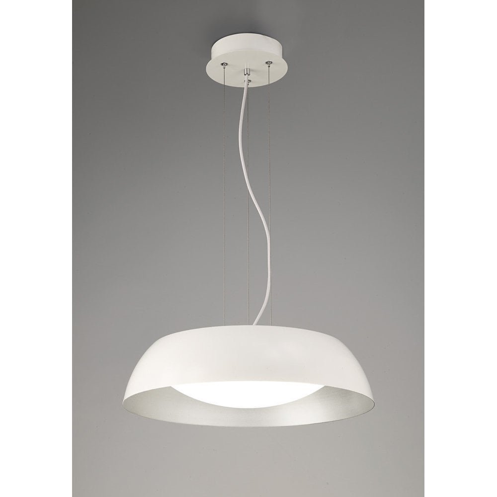 Argenta Pendant Small 18W LED 3000K, 1800lm, Matt White/Silver/White Acrylic, 3yrs Warranty