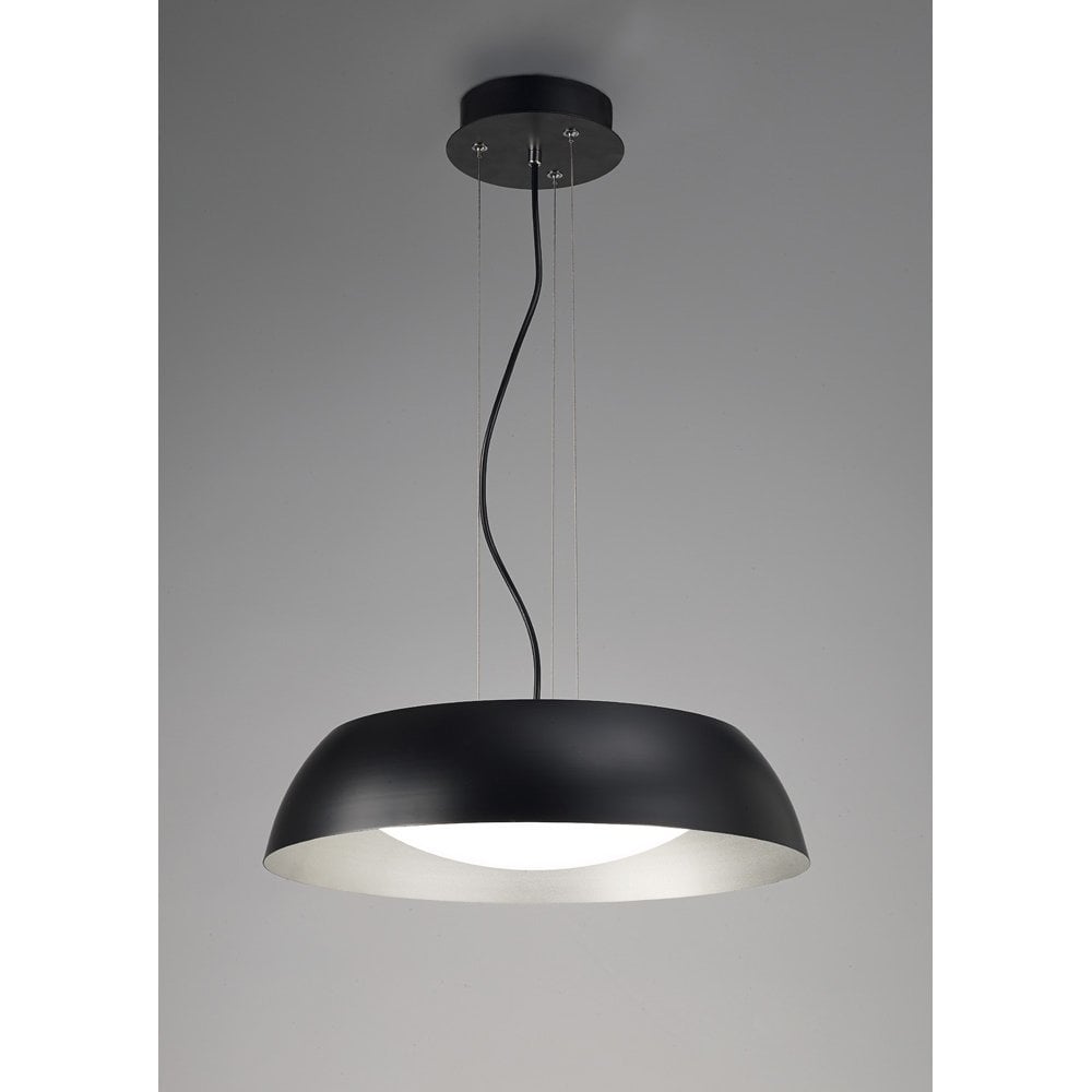 Argenta Pendant Small 18W LED 3000K, 1800lm, Matt Black/Silver/White Acrylic, 3yrs Warranty