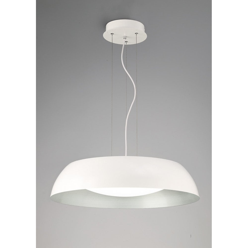 Argenta Pendant Large 30W LED 3000K, 3000lm, Matt White/Silver/White Acrylic, 3yrs Warranty