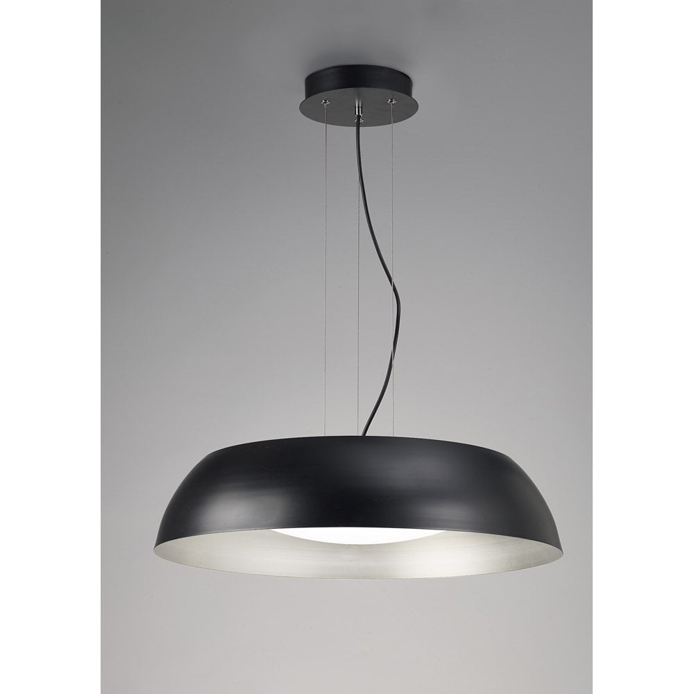 Argenta Pendant Large 30W LED 3000K, 3000lm, Matt Black/Silver/White Acrylic, 3yrs Warranty