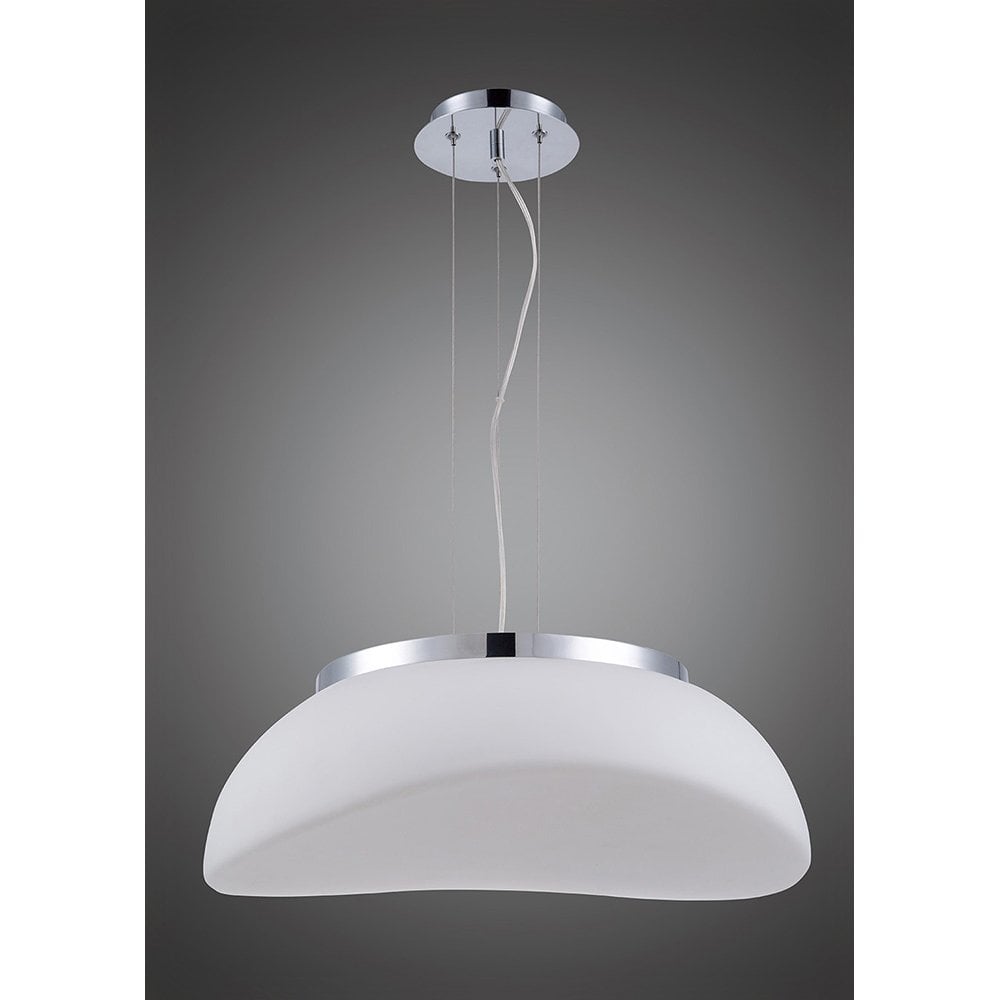 Opal Pendant 3 Light E27, Polished Chrome/Frosted White Glass