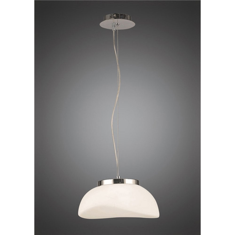 Opal Pendant 1 Light E27, Polished Chrome/Frosted White Glass