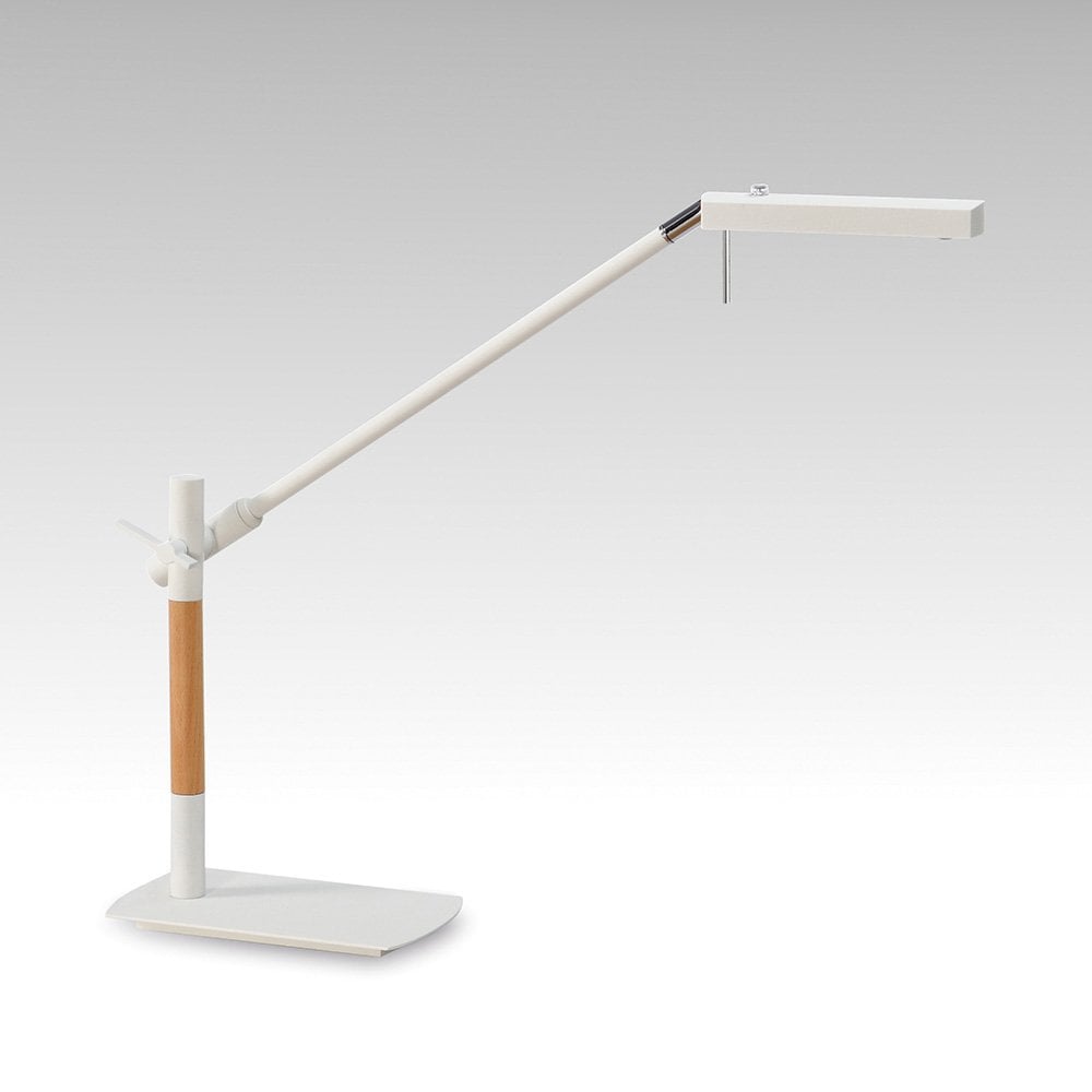 Phuket Table Lamp 1 Light 7W LED 3000K, 600lm, Matt White/Beech/Polished Chrome, 3yrs Warranty