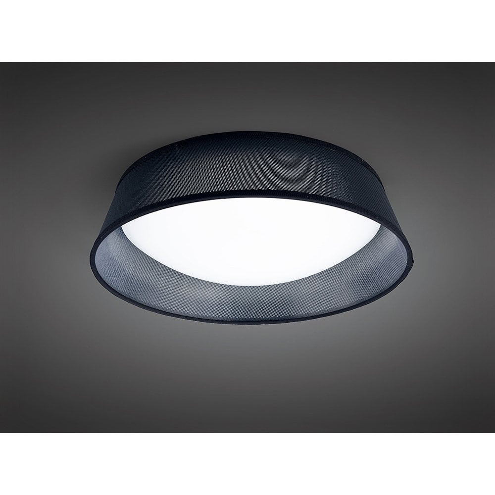 Nordica Ceiling 21W LED 45CM Black 3000K, 2100lm, White Acrylic With Black Shade, 3yrs Warranty