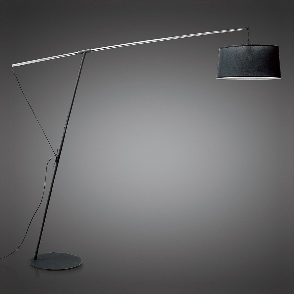 Nordica Floor Lamp E27 With Black Shade, Black/Polished Chrome