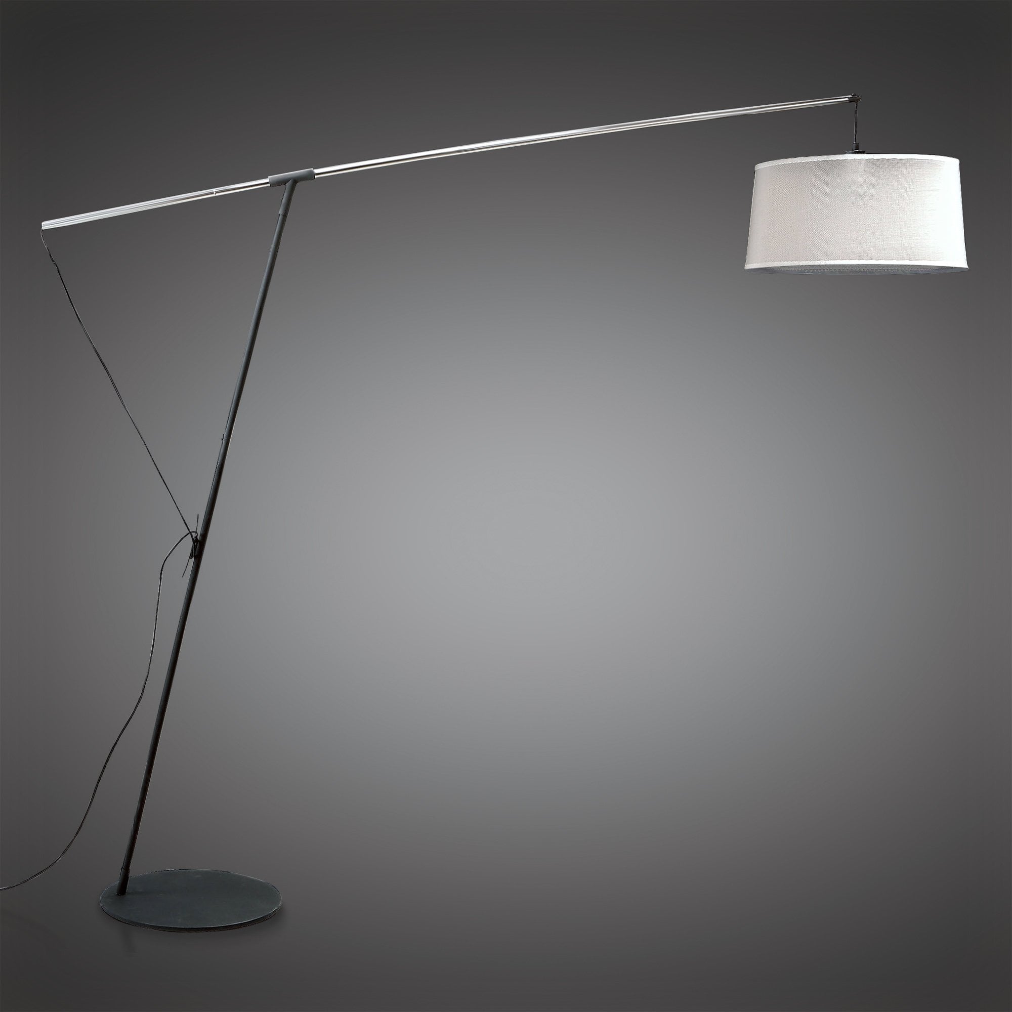 M4968 Nordica Floor Lamp E27 With Black Shade, Black/Polished Chrome