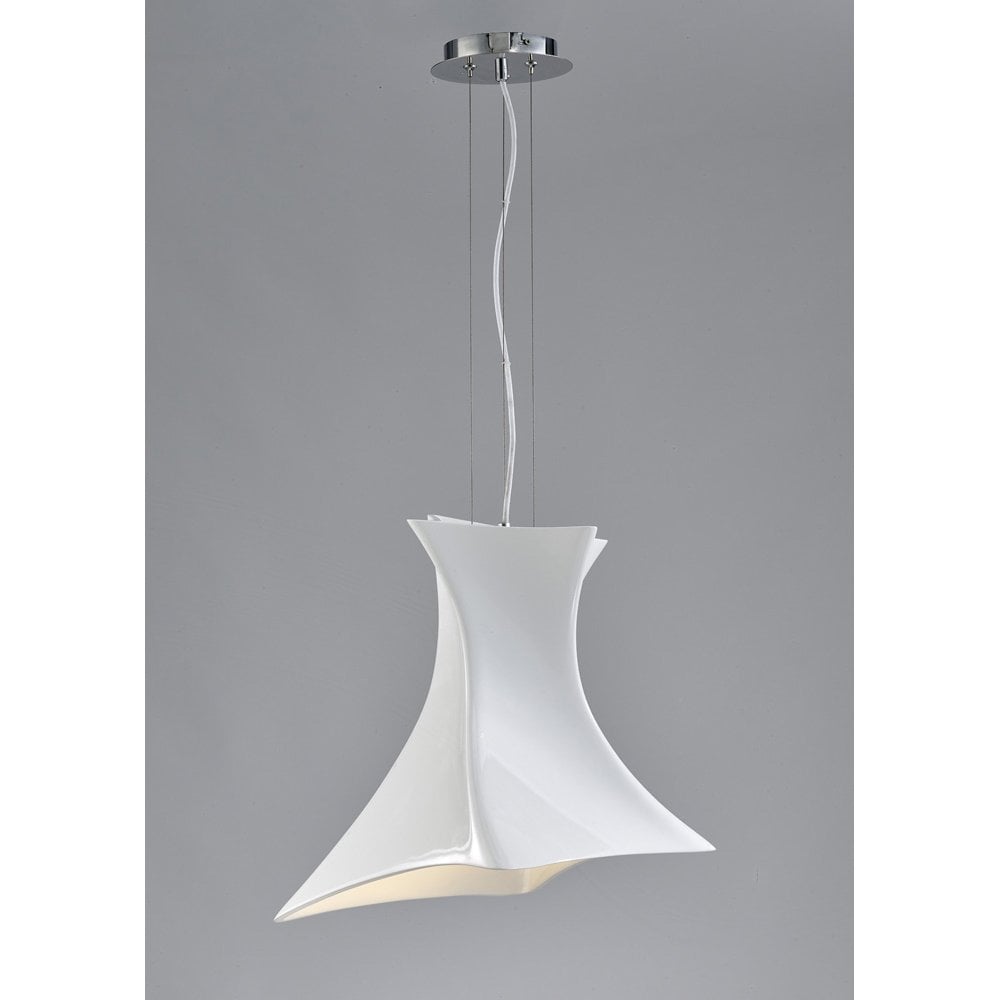 Twist Pendant 1 Light E27, Gloss White/Polished Chrome