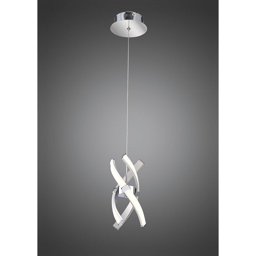 Espirales Pendant 1 Light 12W LED 3000K, 840lm, Silver/Frosted Acrylic/Polished Chrome, 3yrs Warranty