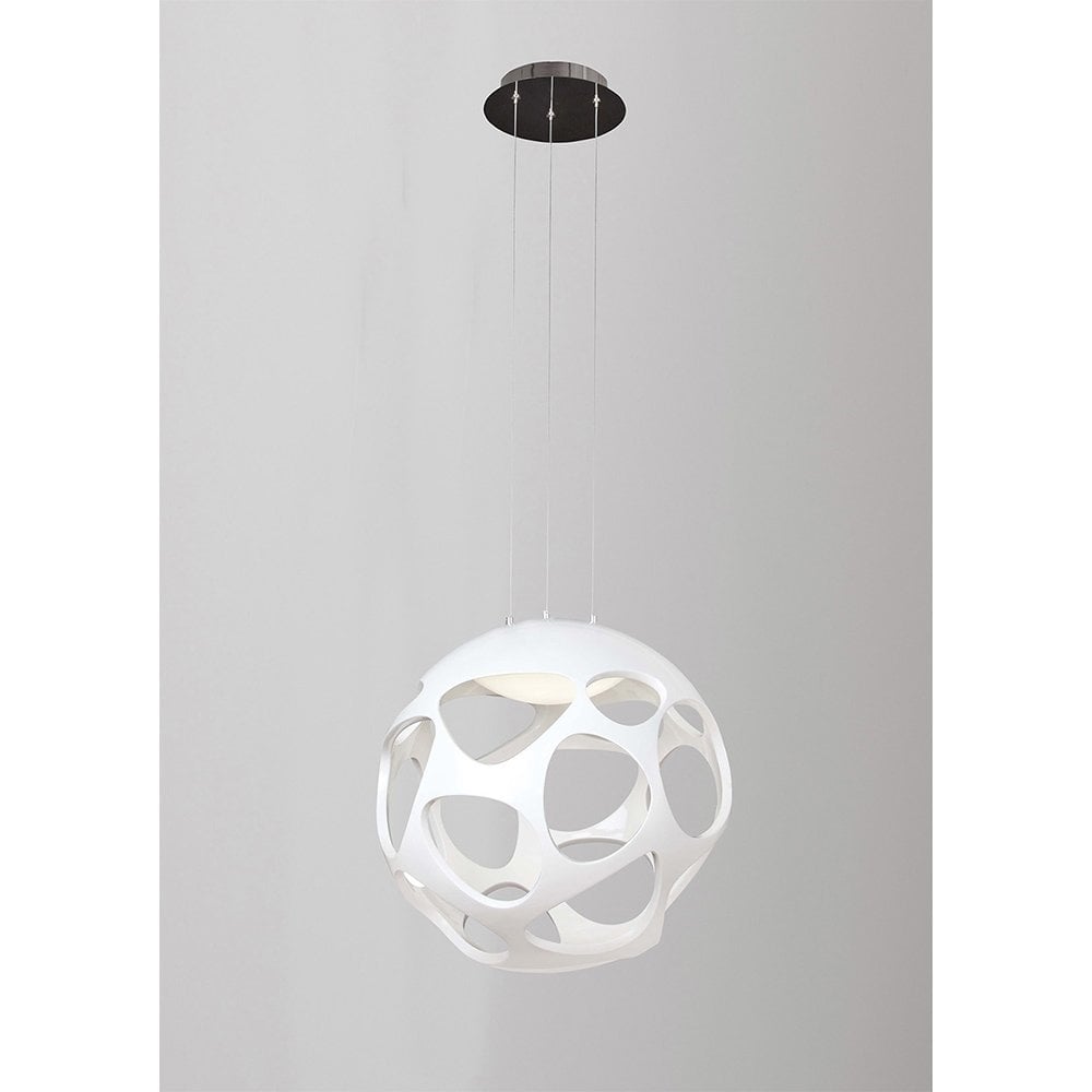 Organica Pendant 9 Light G9, Gloss White/Polished Chrome