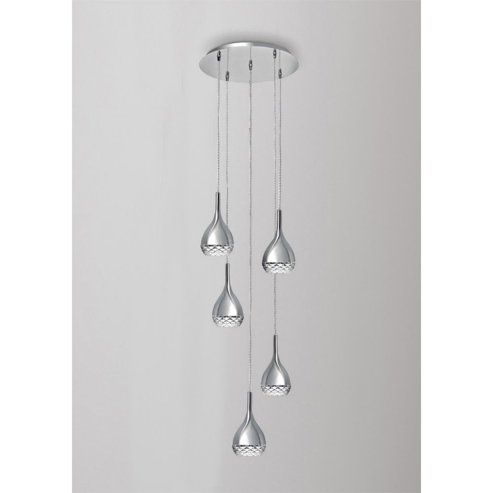 Khalifa Pendant 5 Light GU10 Round Polished Chrome