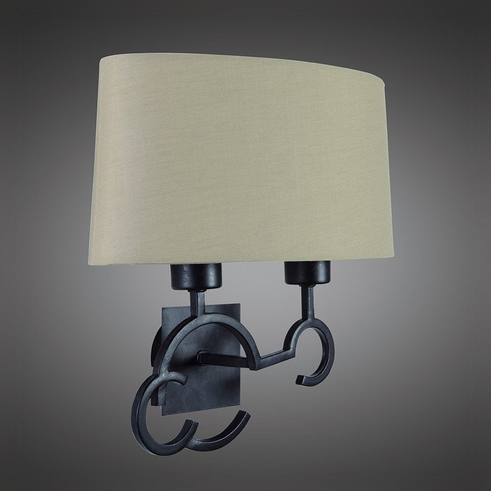 Argi Wall Lamp 2 Light E27 With Taupe Shade Brown Oxide