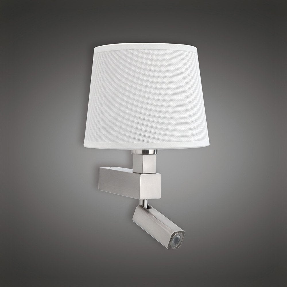 Bahia Wall Lamp 1 Light Without Shade E27 & Reading Light 3W LED Satin Nickel 4000K, 200Lm,, 3Yrs Warranty