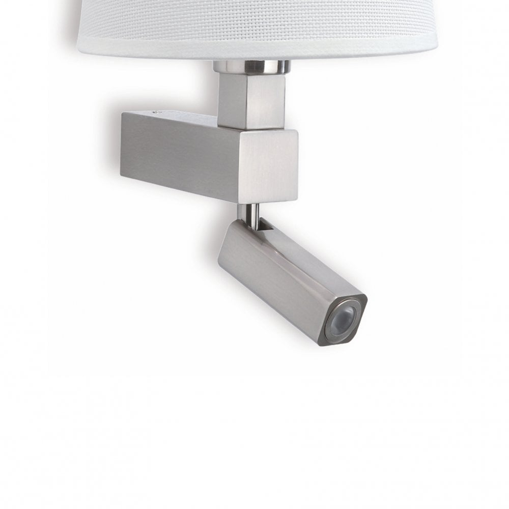 Bahia Wall Lamp 1 Light Without Shade E27 & Reading Light 3W LED Satin Nickel 4000K, 200Lm,, 3Yrs Warranty