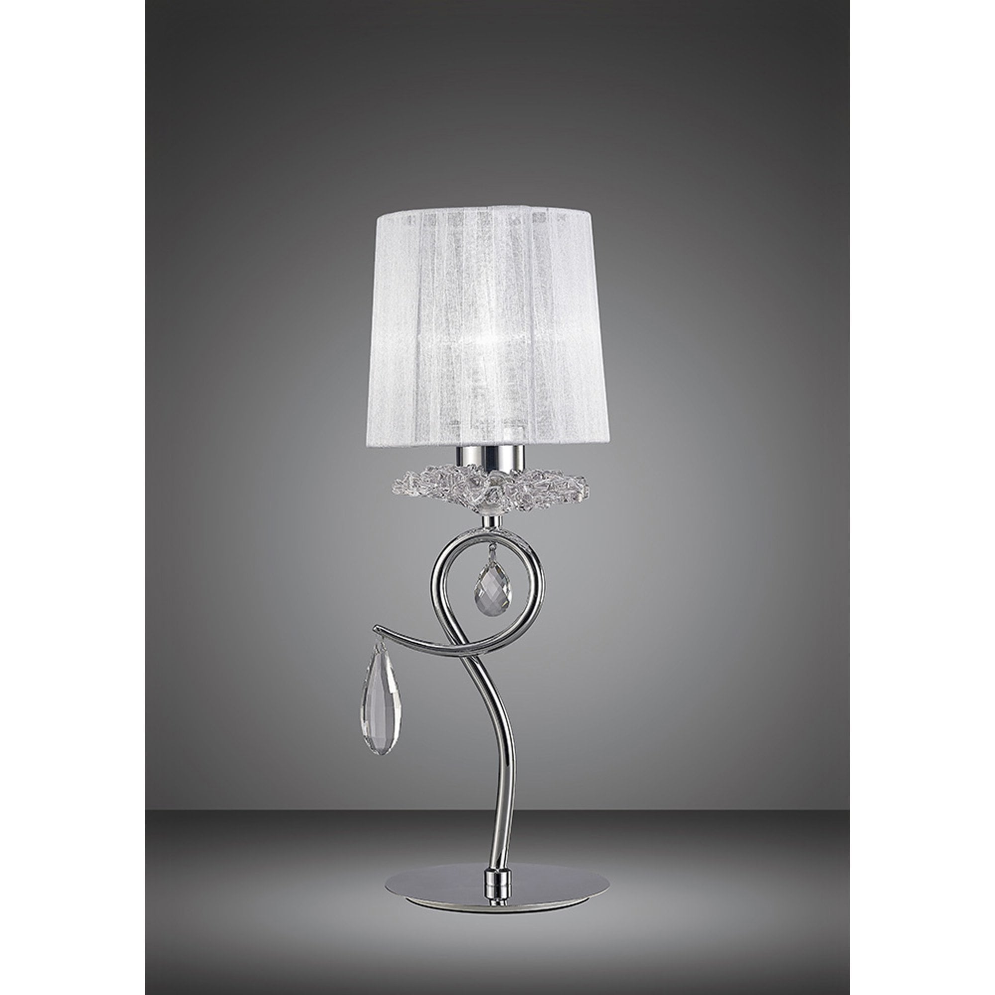 Louise Table Lamp 1 Light E27 With White Shade Polished Chrome/Clear Crystal