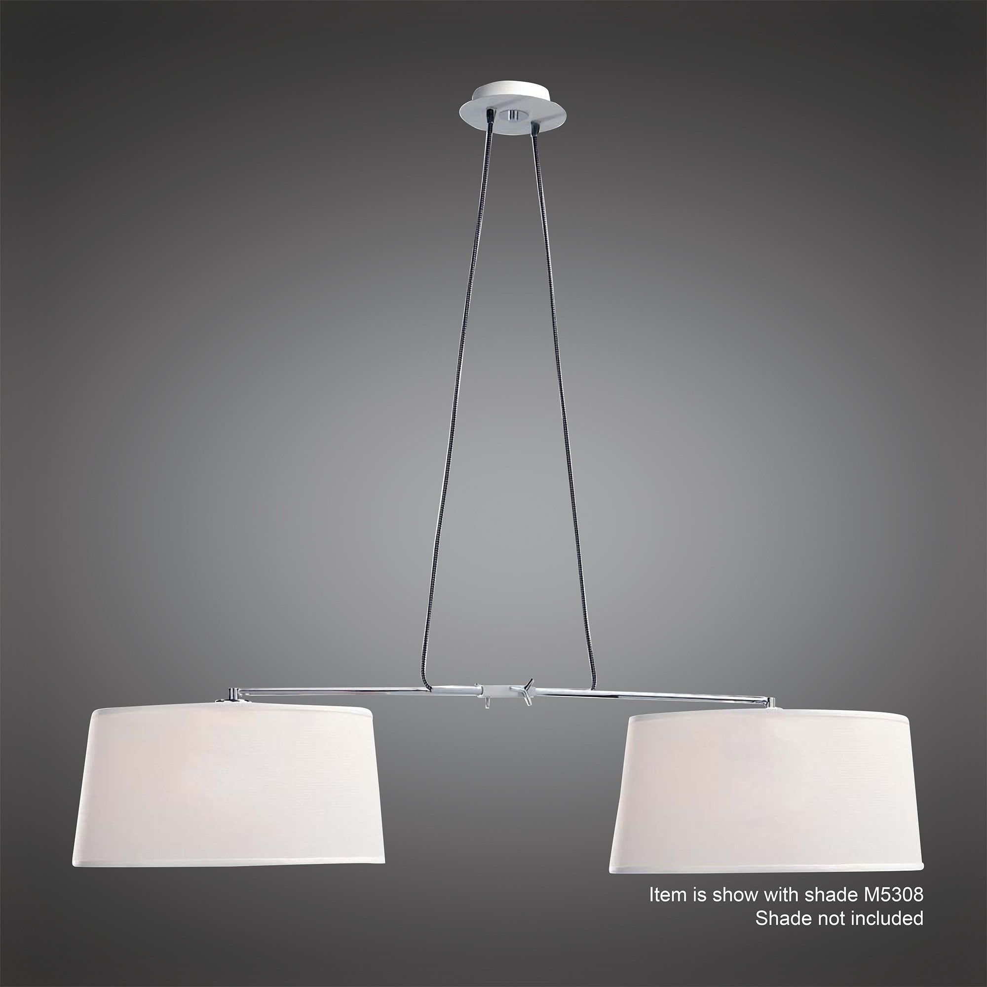 Habana Pendant 2 Light With Adjustable Body Without Shade E27, Matt White/Polished Chrome