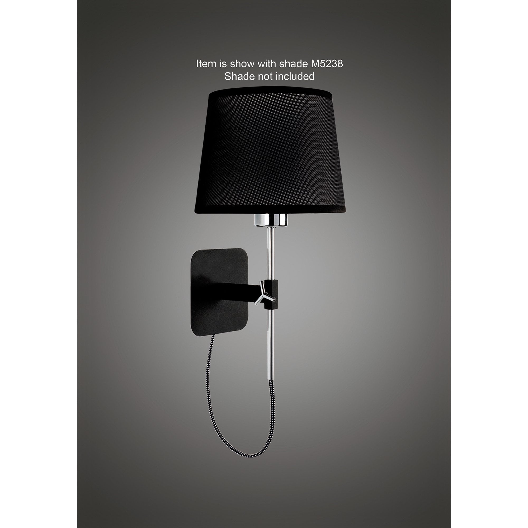 Habana Wall Lamp Telescopic Without Shade 1 Light E27 Black/Polished Chrome