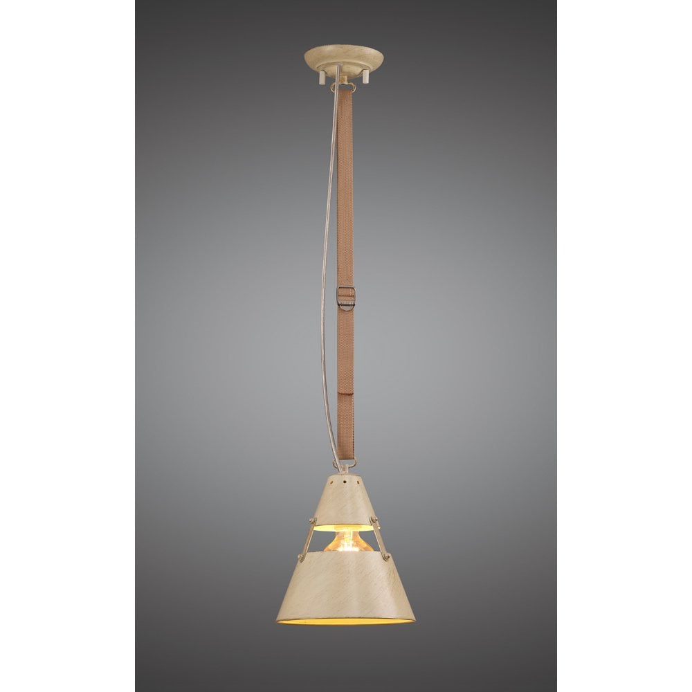 Industrial Ceiling 1 Light 40W E27 SSand Metal, Beige Belt