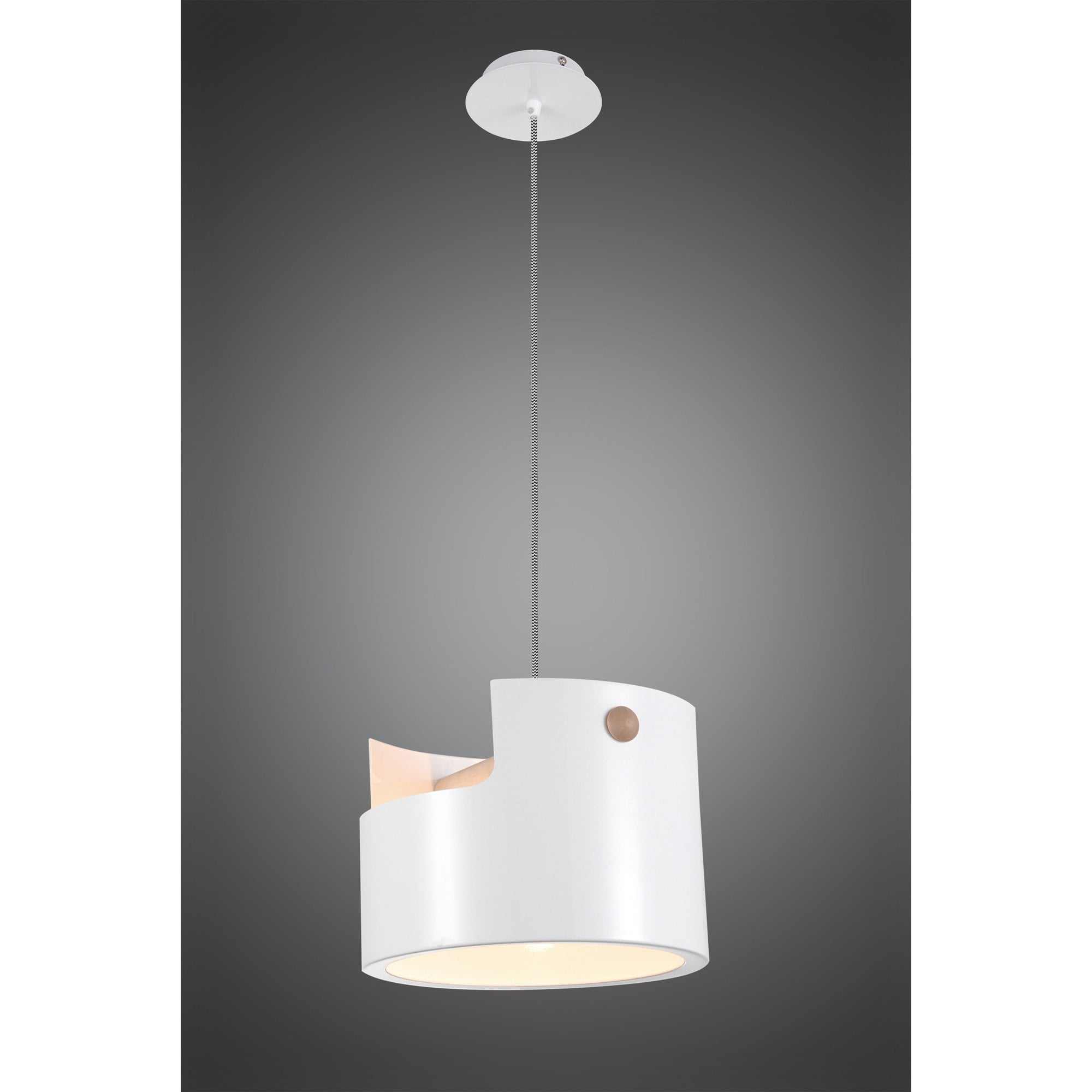 Cube Pendant Large 1x40W, White Metal/Wood