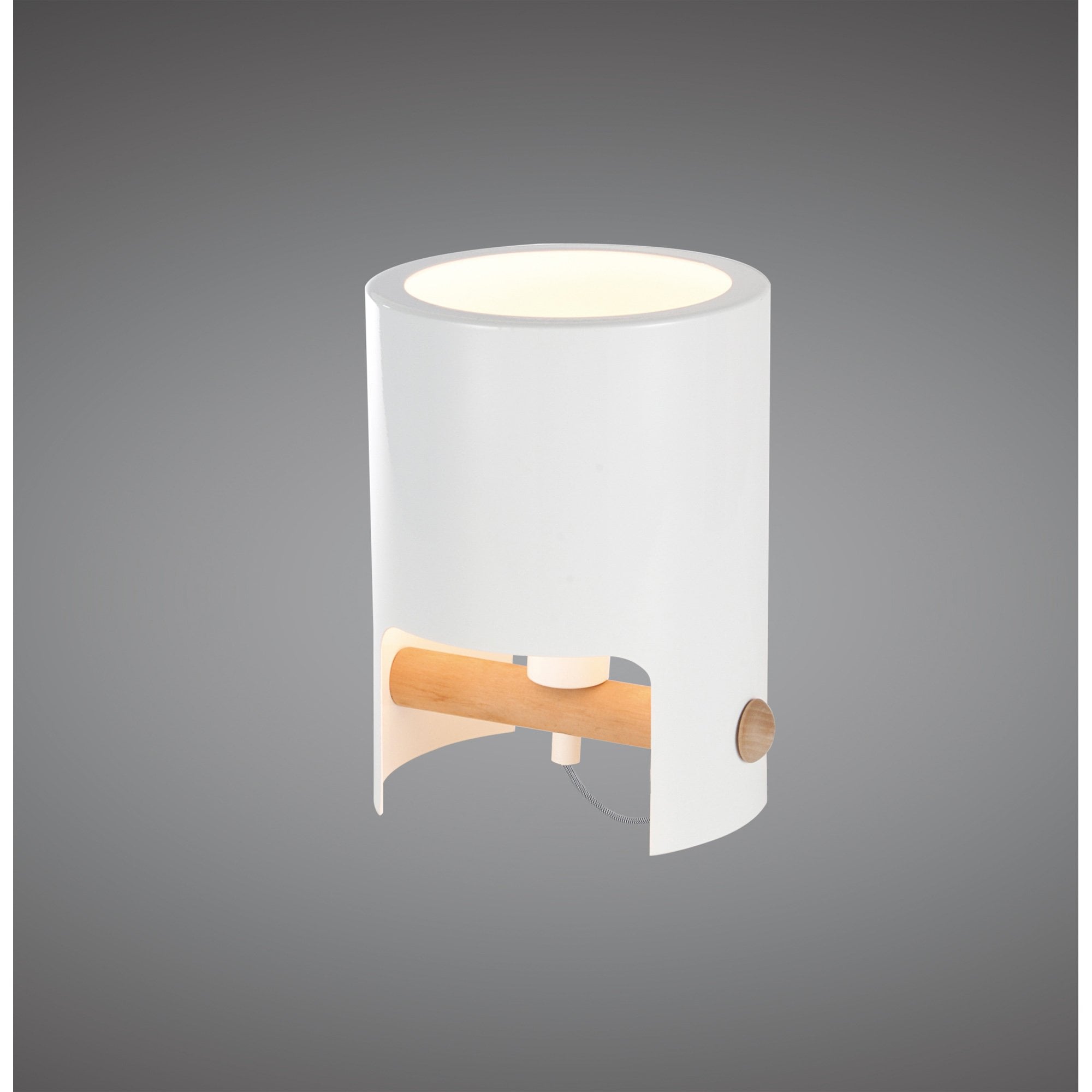 Cube Table Lamp Tall 1x40W, White Metal/Wood