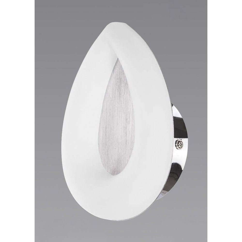 Juno Wall Lamp 5W LED 3000K, 450lm, Satin Aluminium/Frosted Acrylic/Polished Chrome, 3yrs Warranty