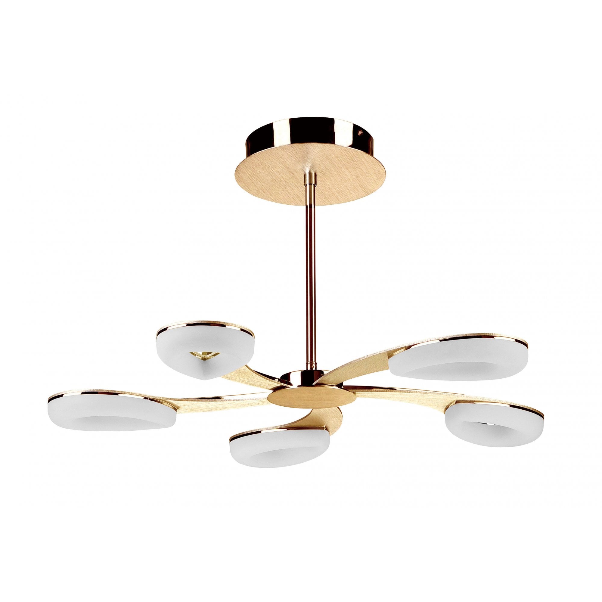 Juno Telescopic 5 Light 30W LED 3000K, 2700lm, Satin Gold/Frosted Acrylic/Gold, 3yrs Warranty