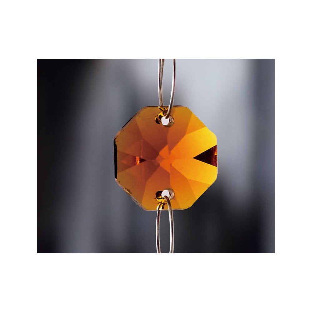 Crystal Octagon Without Ring Amber 14mm