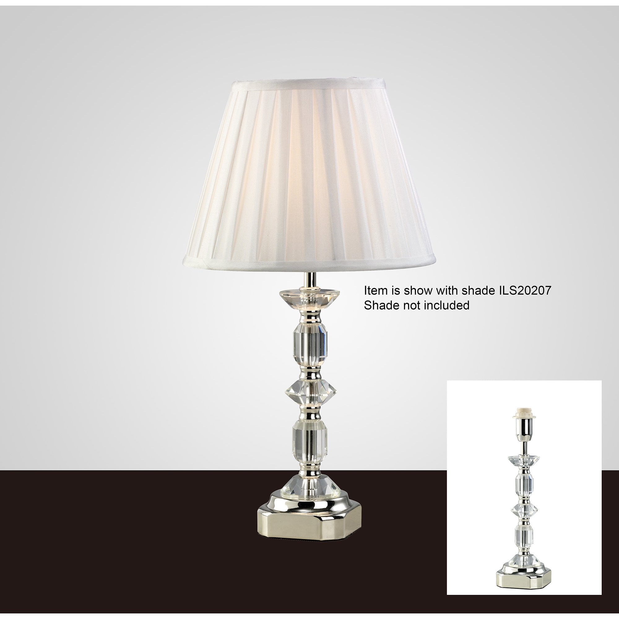 Sora Crystal Table Lamp Without Shade 1 Light Silver Finish