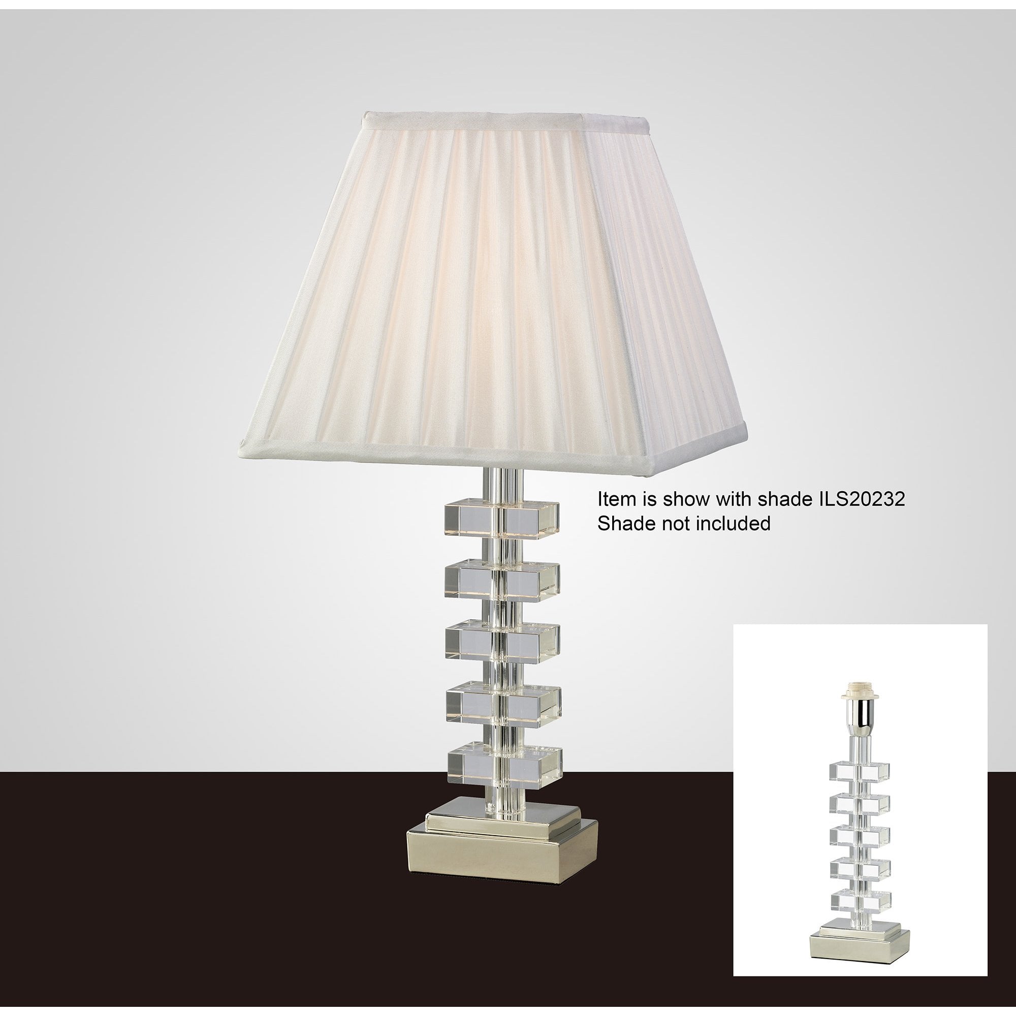 Dusit Crystal Table Lamp Without Shade 1 Light Silver Finish