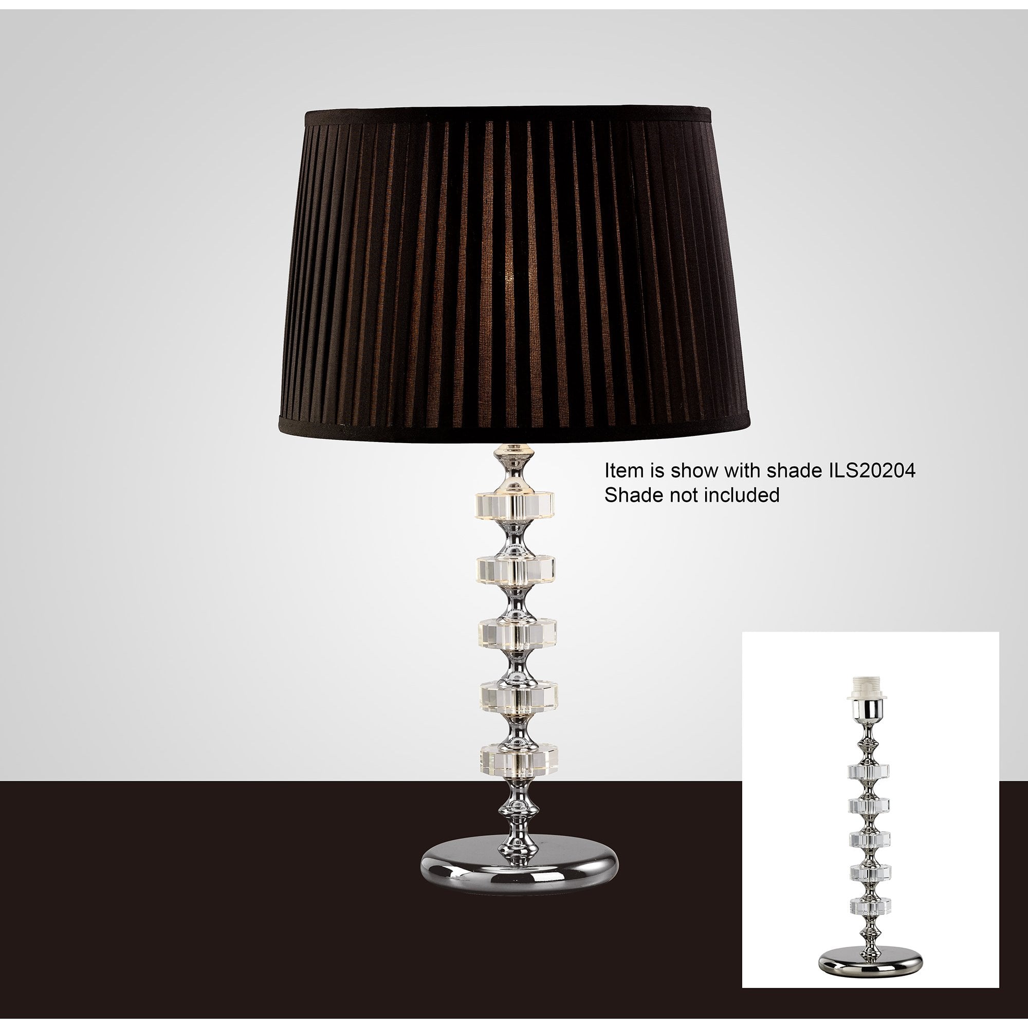 Elenor Crystal Table Lamp Without Shade 1 Light Silver Finish