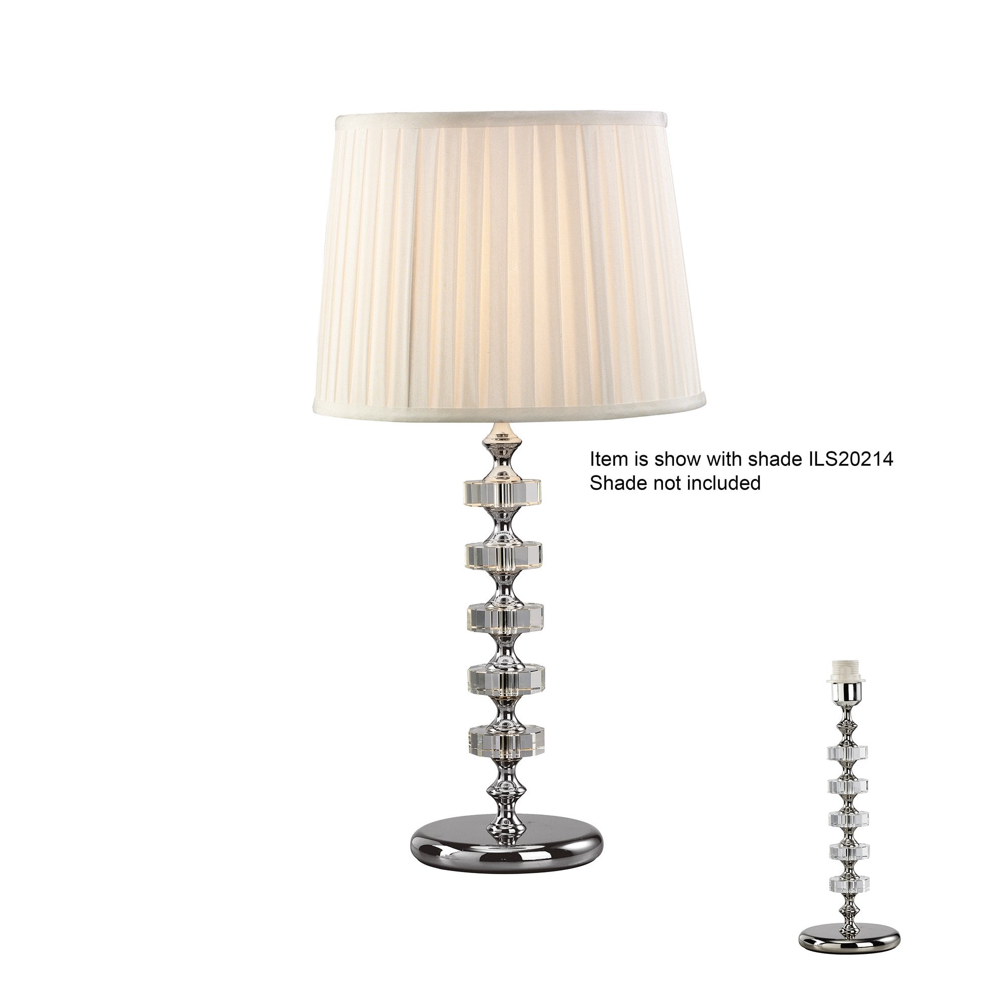 Elenor Crystal Table Lamp Without Shade 1 Light Silver Finish