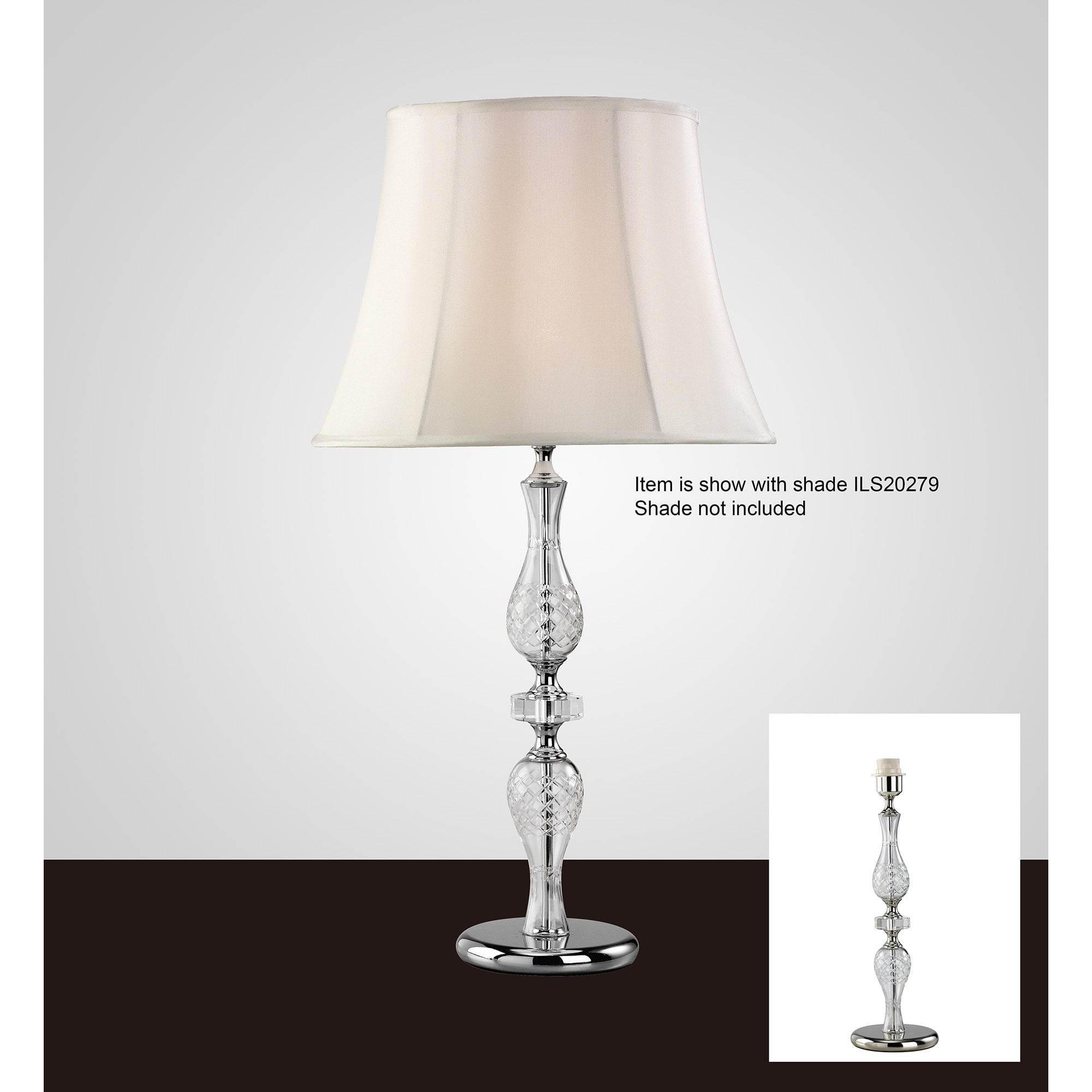 Albas Crystal Table Lamp Without Shade 1 Light Silver Finish