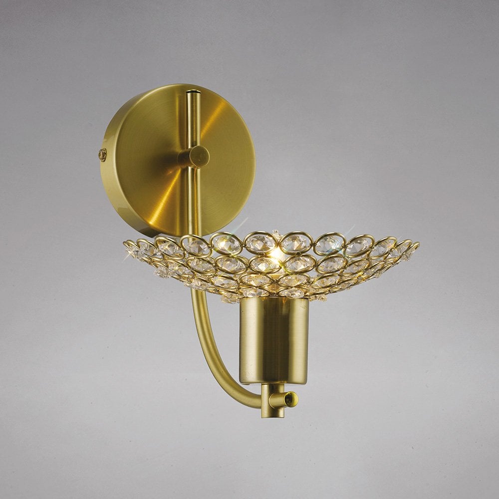 Ellen Wall Lamp 1 Light Satin Brass/Crystal